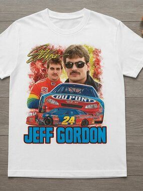 White Vintage Racing Bootleg Graphic Tee 90s Motorsport Style Shirt